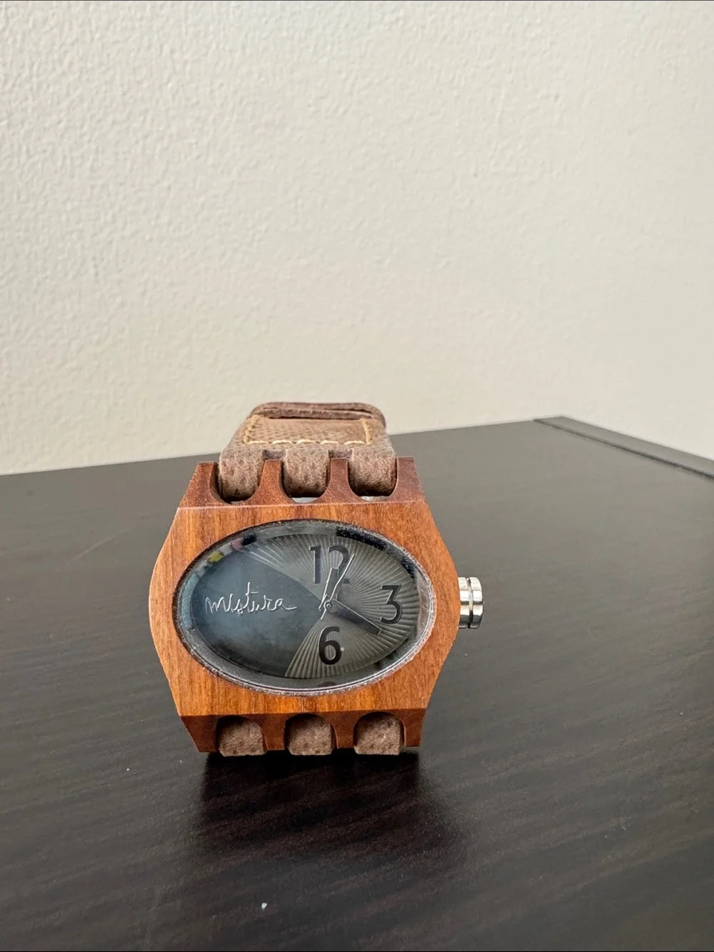 Mistura Tan Wood-Accent Strap Watch